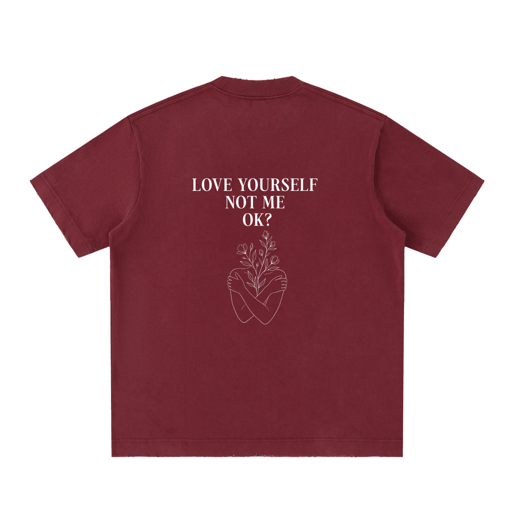 Love Yourself Heavyweight Vintage Washed Frayed Oversized T-Shirt - BLOOMORTAL