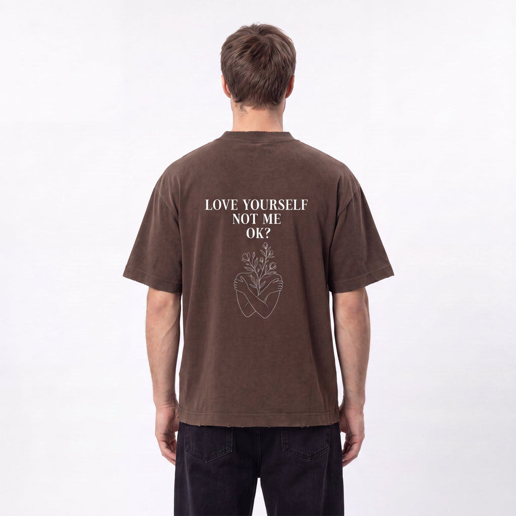 Love Yourself Heavyweight Vintage Washed Frayed Oversized T-Shirt - BLOOMORTAL