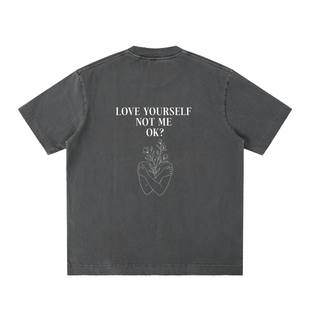 Love Yourself Heavyweight Vintage Washed Frayed Oversized T-Shirt - BLOOMORTAL