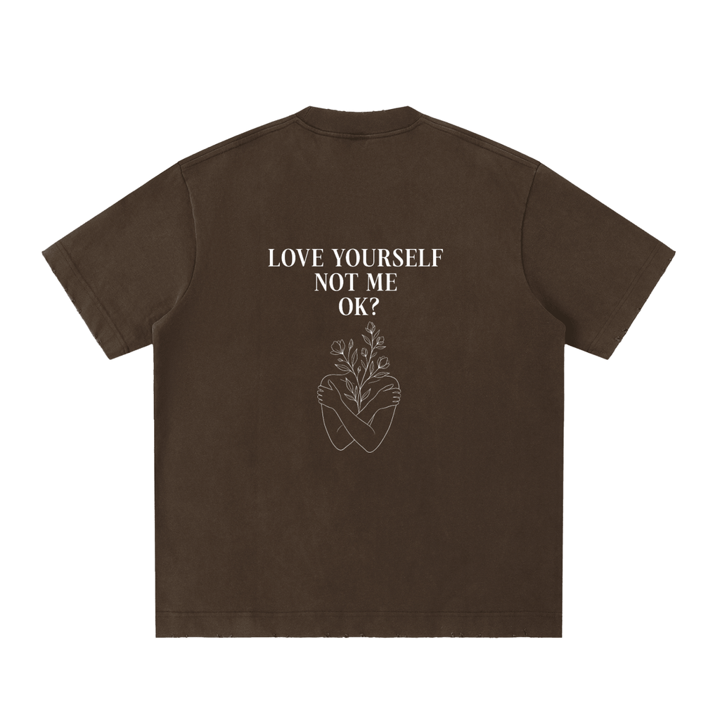 Love Yourself Heavyweight Vintage Washed Frayed Oversized T-Shirt - BLOOMORTAL
