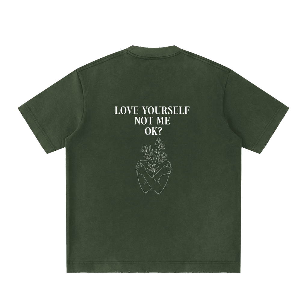 Love Yourself Heavyweight Vintage Washed Frayed Oversized T-Shirt - BLOOMORTAL