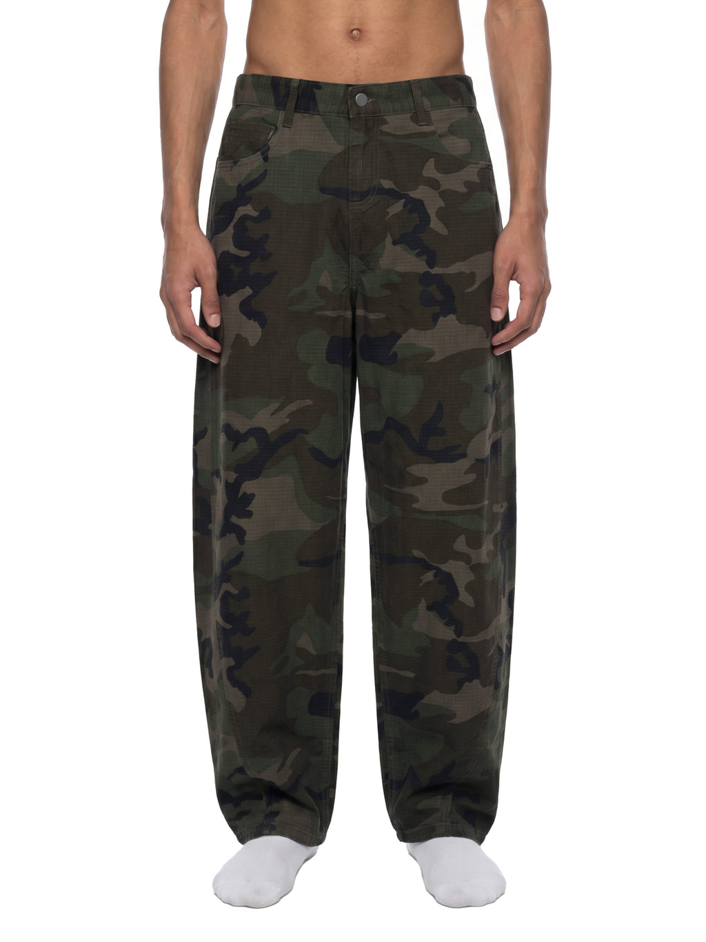 Men’s Camo Barrel Leg Cargo Pants - BLOOMORTAL