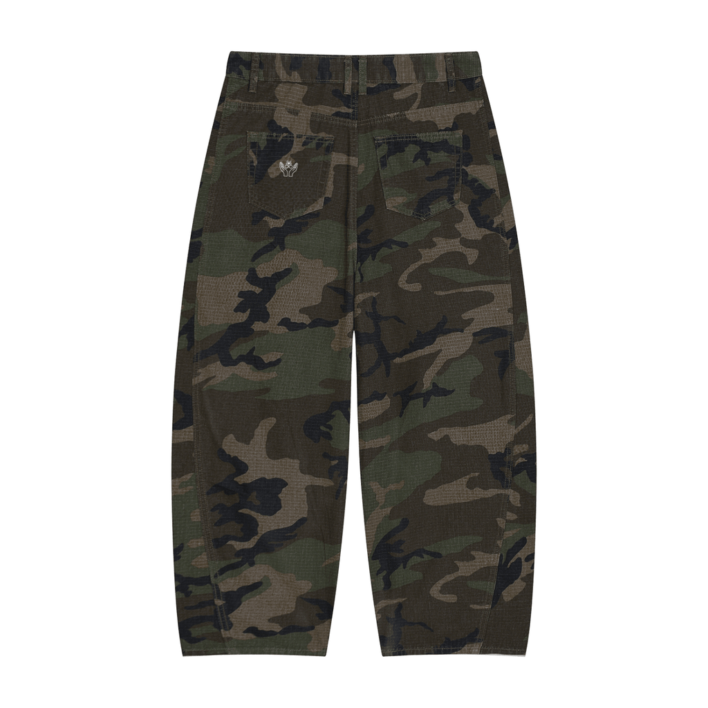 Men’s Camo Barrel Leg Cargo Pants - BLOOMORTAL