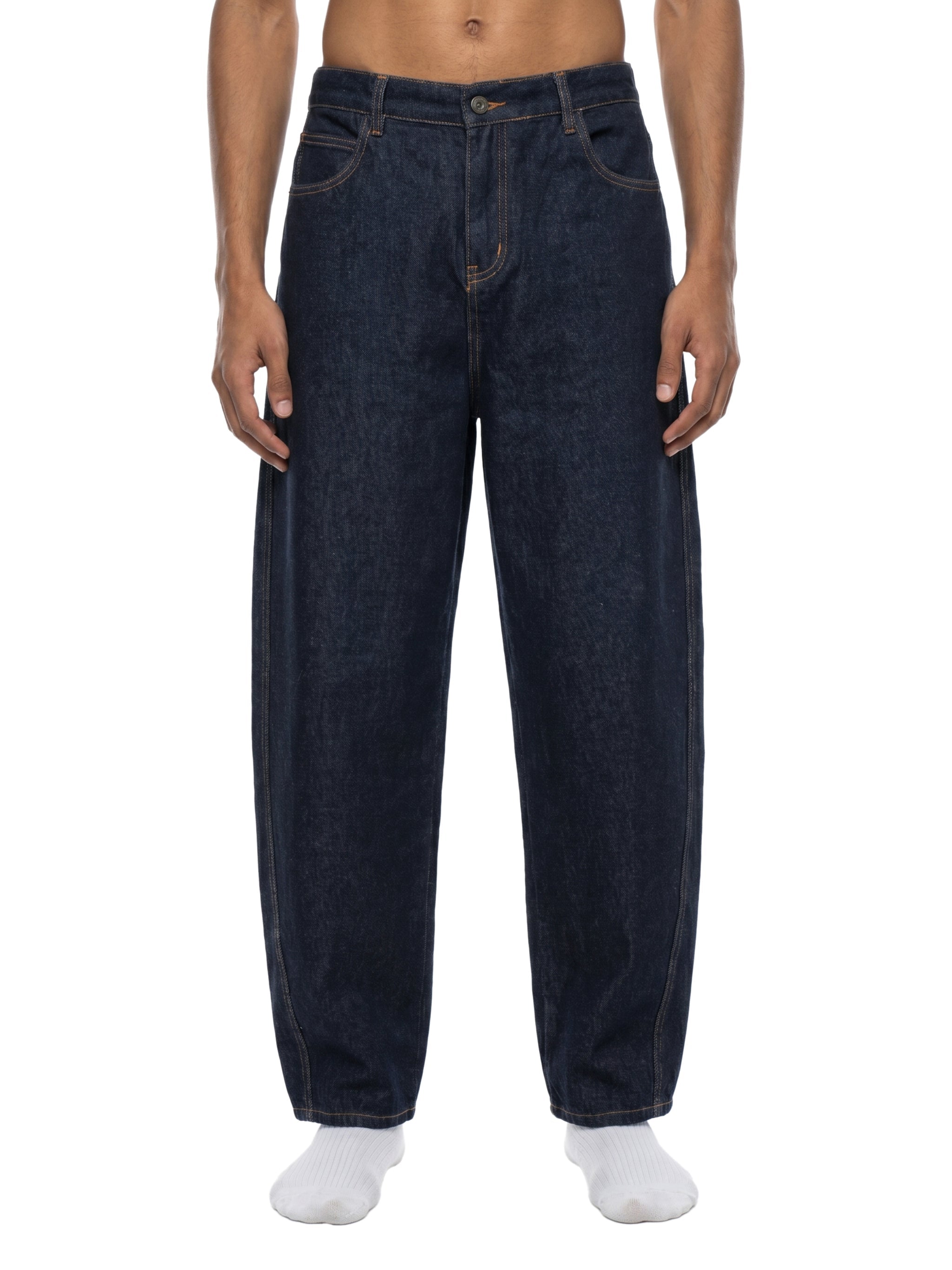 Men's Vintage Wash Barrel Leg Jeans - BLOOMORTAL