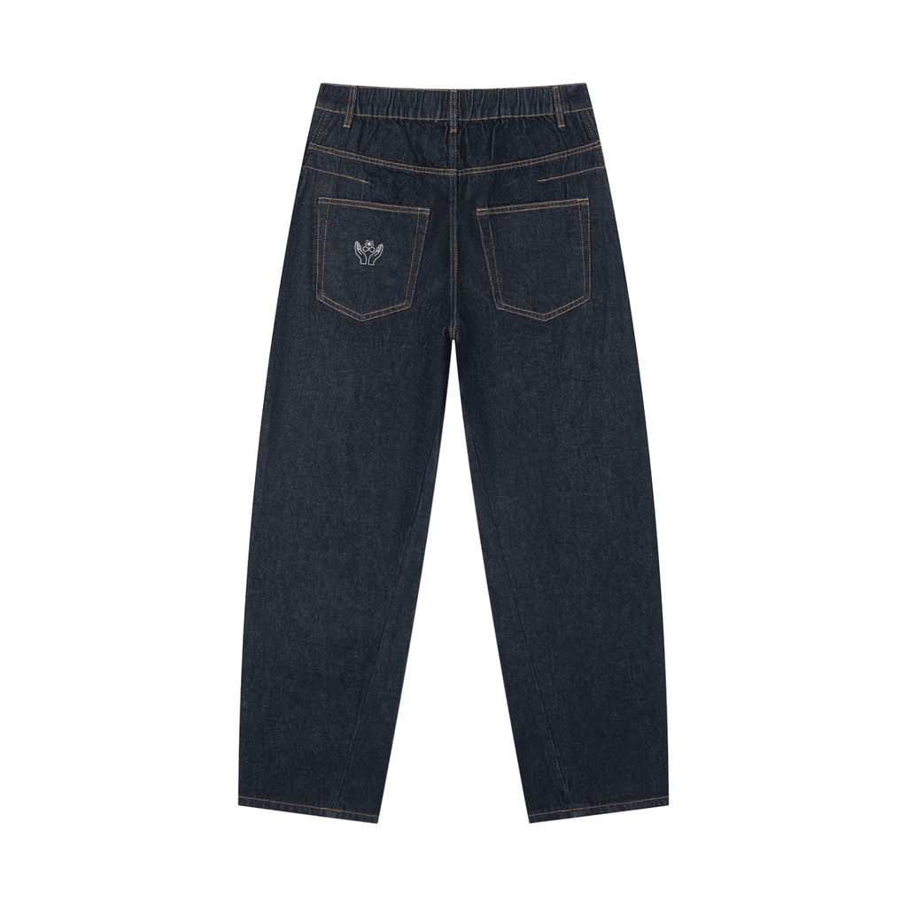 Men's Vintage Wash Barrel Leg Jeans - BLOOMORTAL