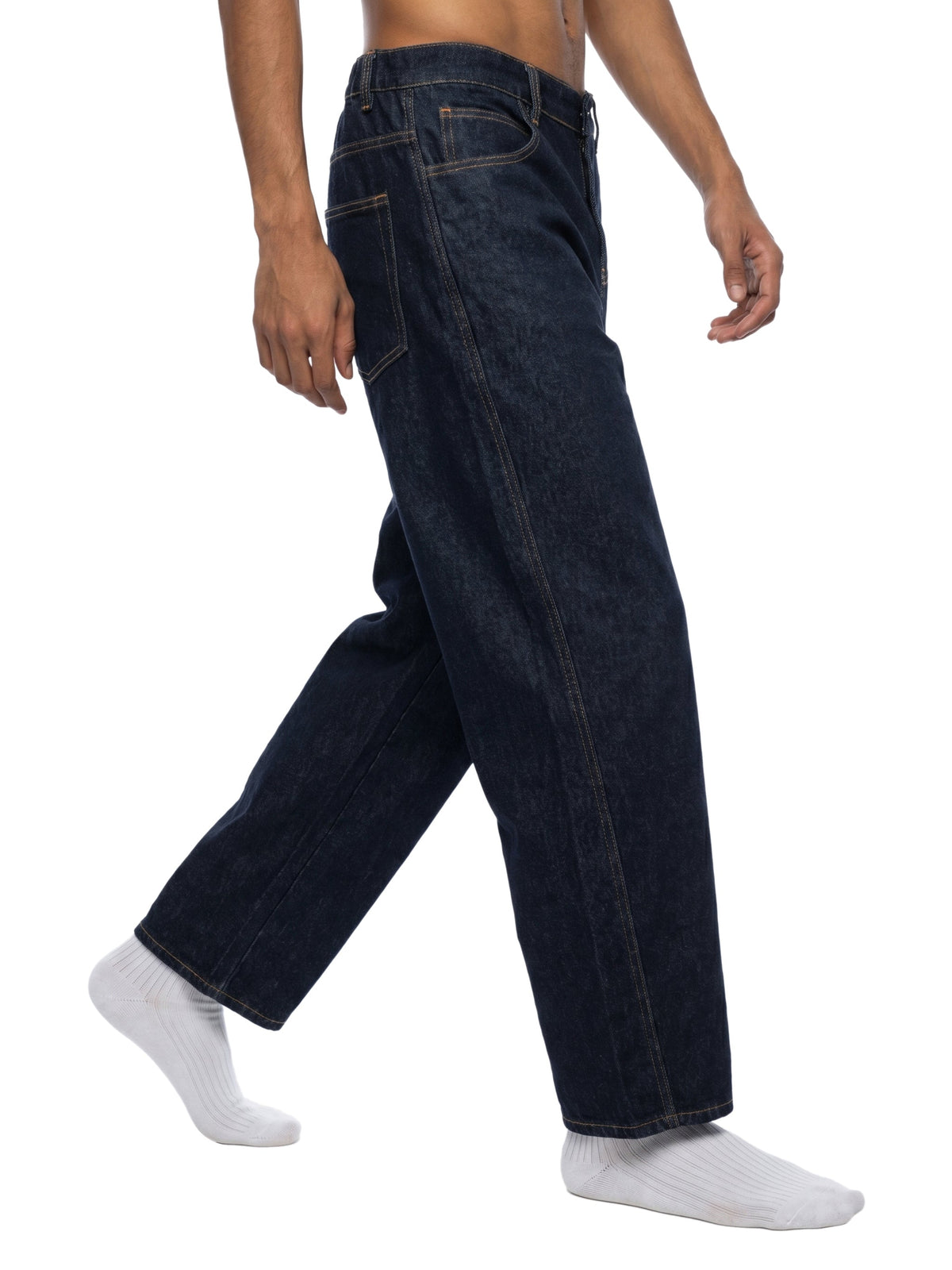 Men's Vintage Wash Barrel Leg Jeans - BLOOMORTAL