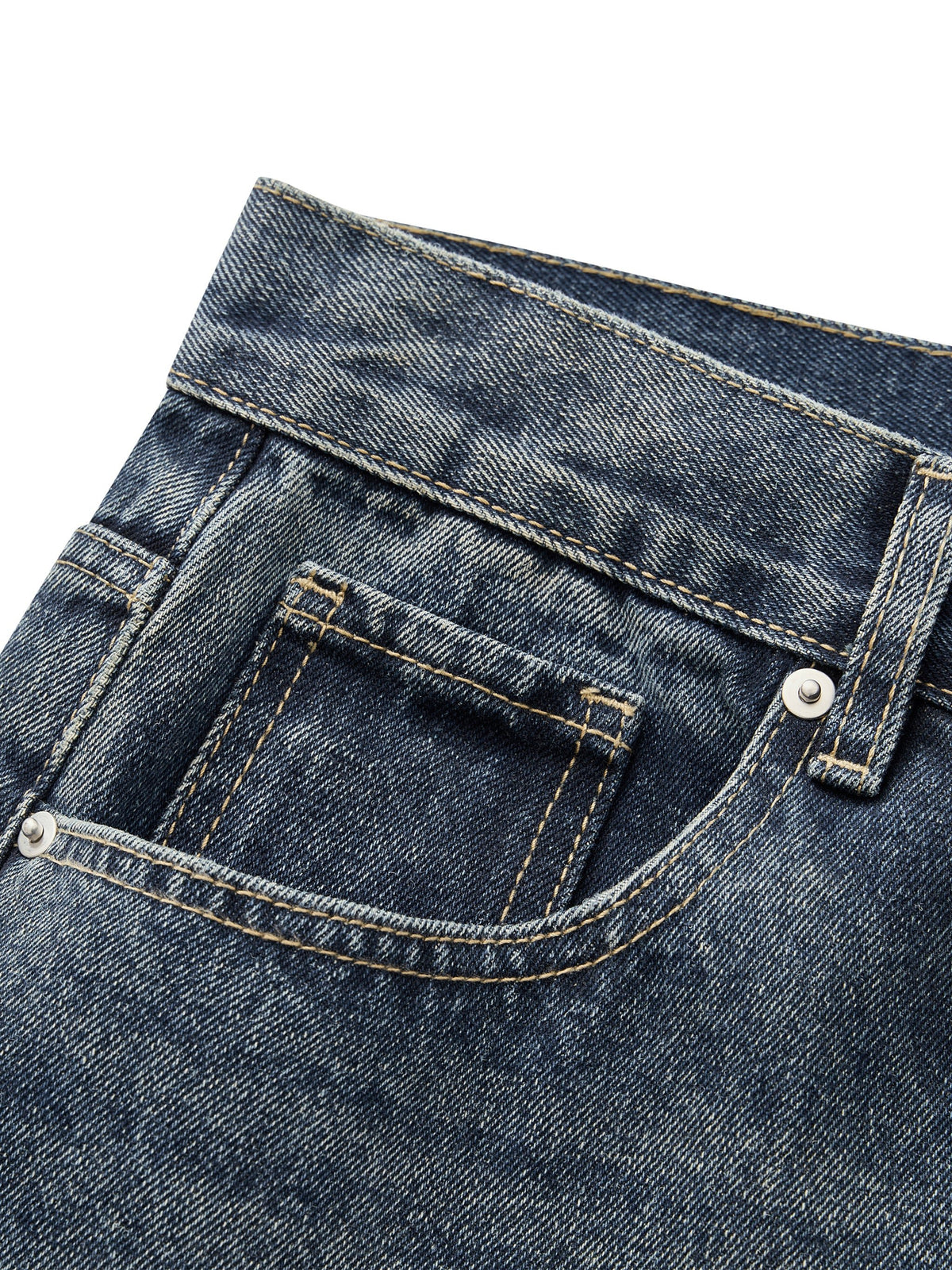 Men’s Vintage Wash Straight Leg Denim Jeans - BLOOMORTAL