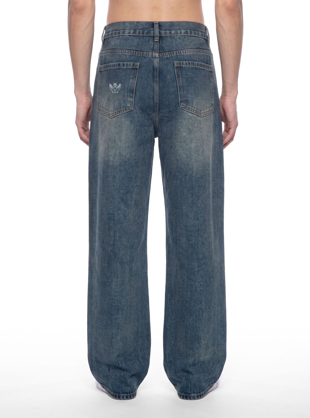 Men’s Vintage Wash Straight Leg Denim Jeans - BLOOMORTAL