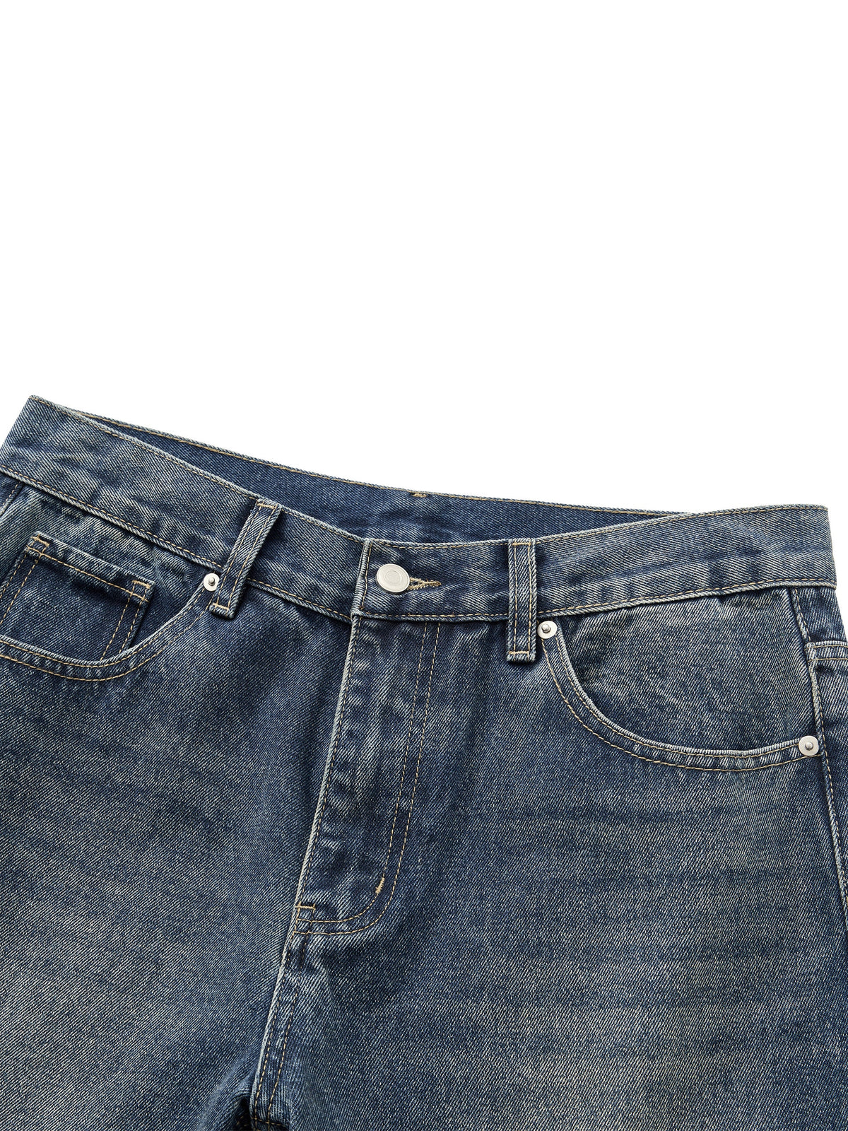 Men’s Vintage Wash Straight Leg Denim Jeans - BLOOMORTAL