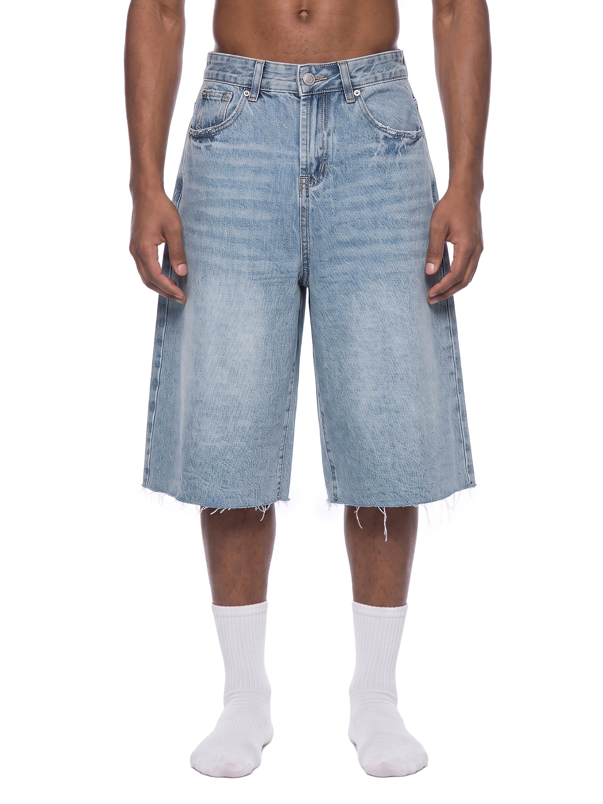 Men’s Vintage Wide Leg Denim Shorts - BLOOMORTAL