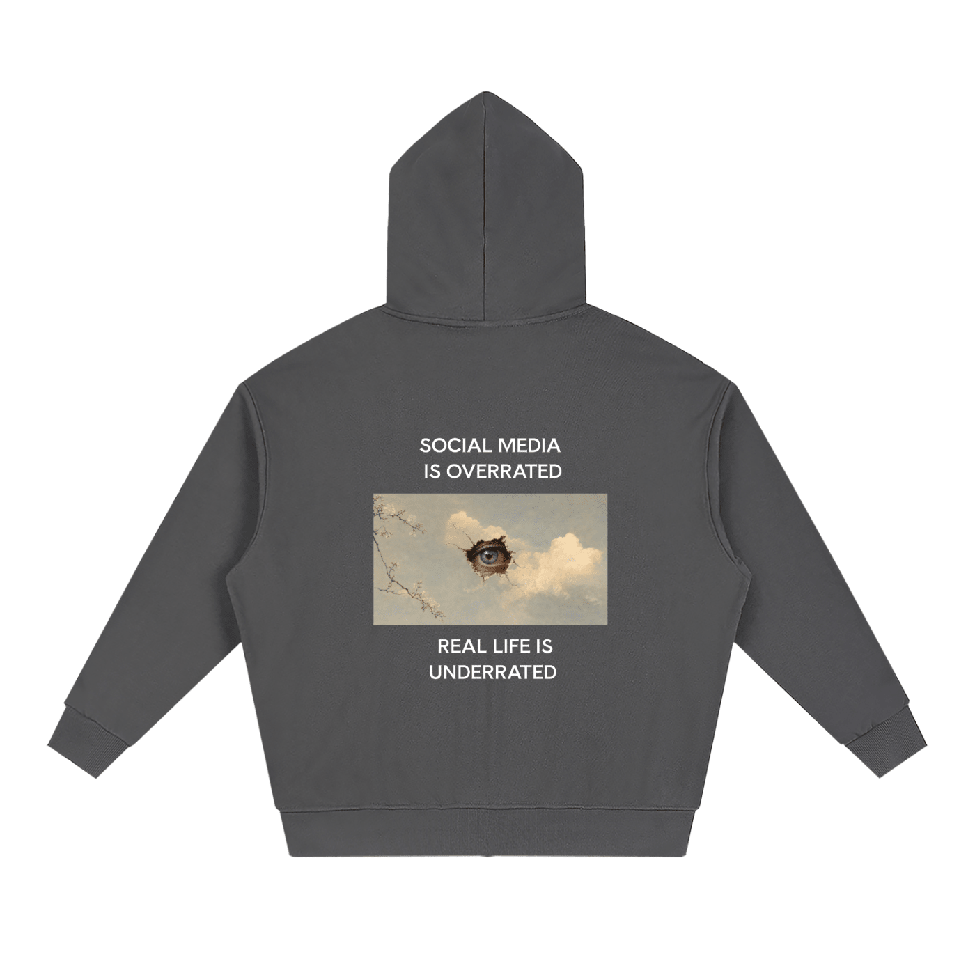 Social Media Is Overrated Unisex Loose Full Zip Hoodie - BLOOMORTAL