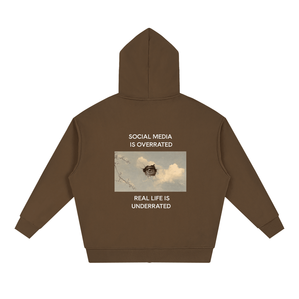 Social Media Is Overrated Unisex Loose Full Zip Hoodie - BLOOMORTAL