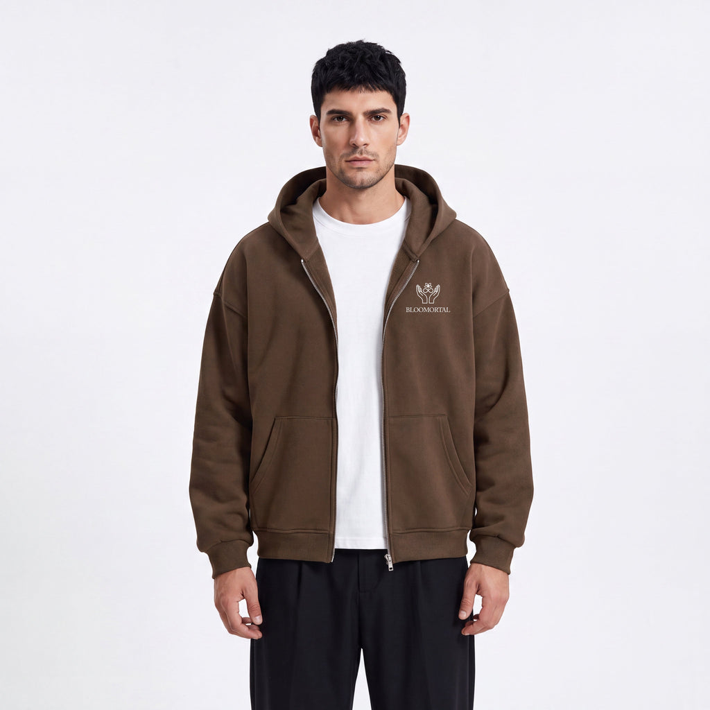 Social Media Is Overrated Unisex Loose Full Zip Hoodie - BLOOMORTAL