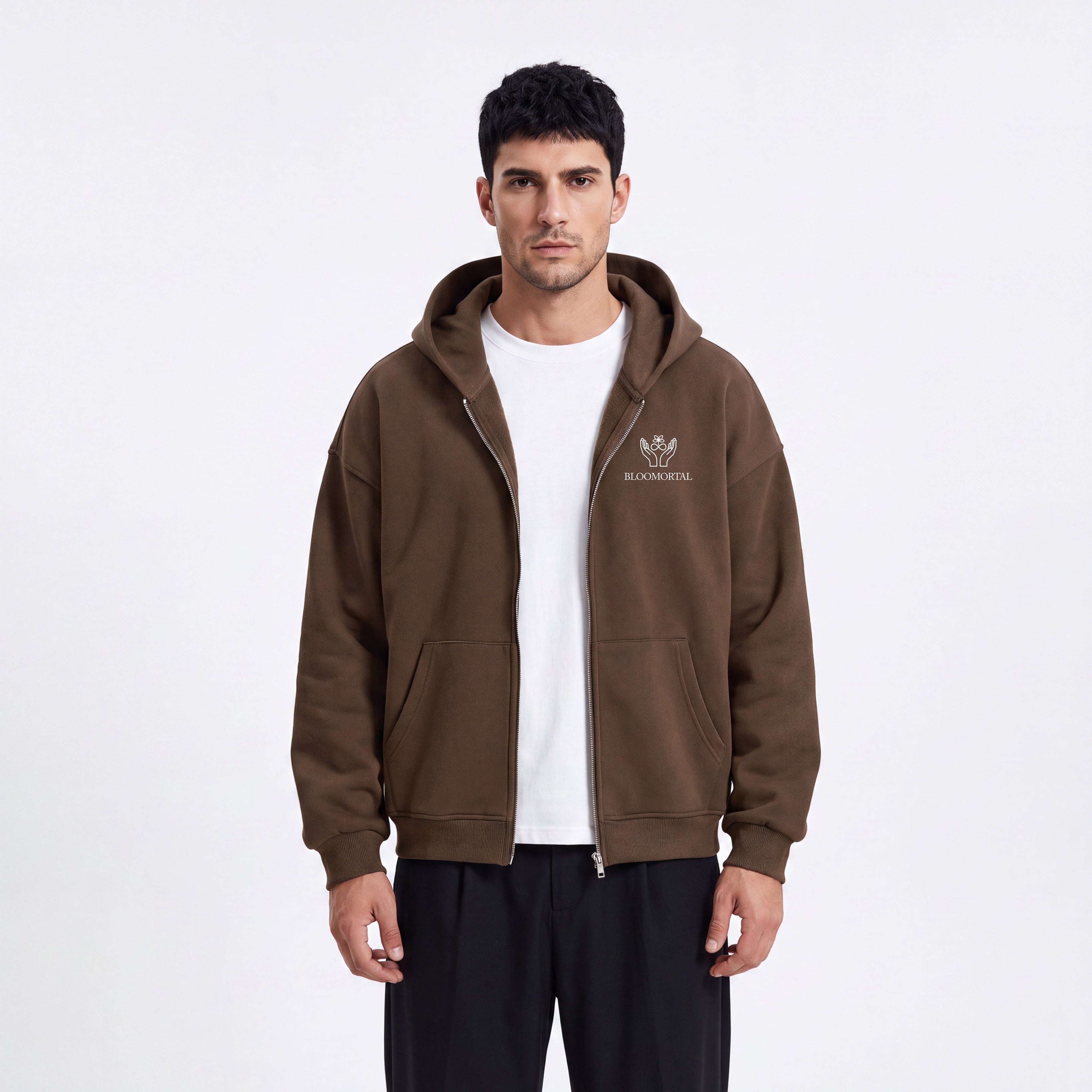 Social Media Is Overrated Unisex Loose Full Zip Hoodie - BLOOMORTAL