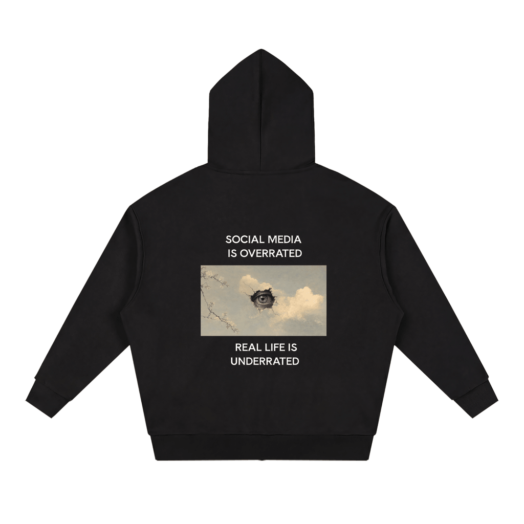 Social Media Is Overrated Unisex Loose Full Zip Hoodie - BLOOMORTAL