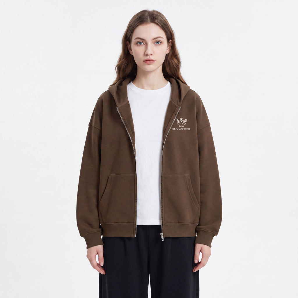 Social Media Is Overrated Unisex Loose Full Zip Hoodie - BLOOMORTAL