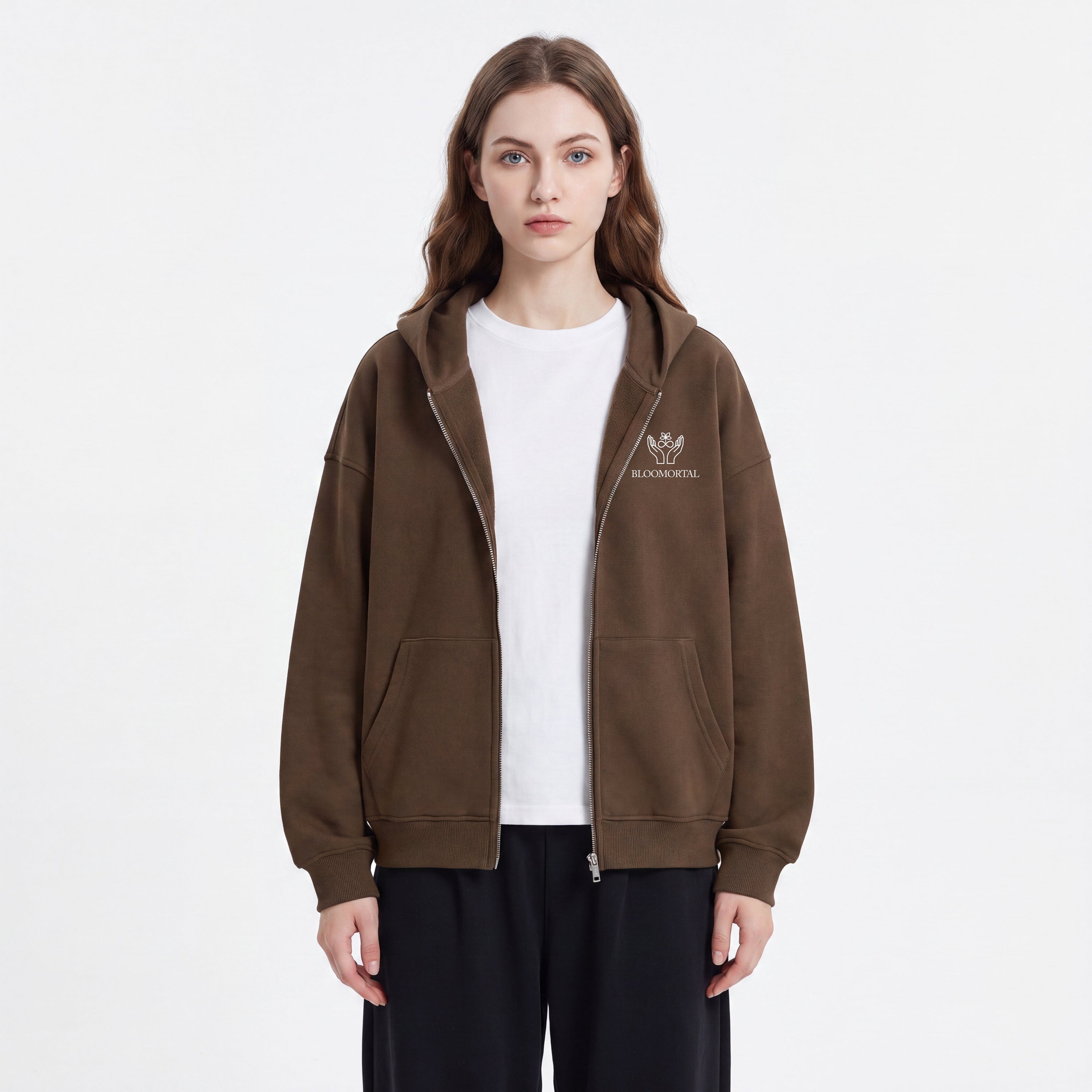Social Media Is Overrated Unisex Loose Full Zip Hoodie - BLOOMORTAL
