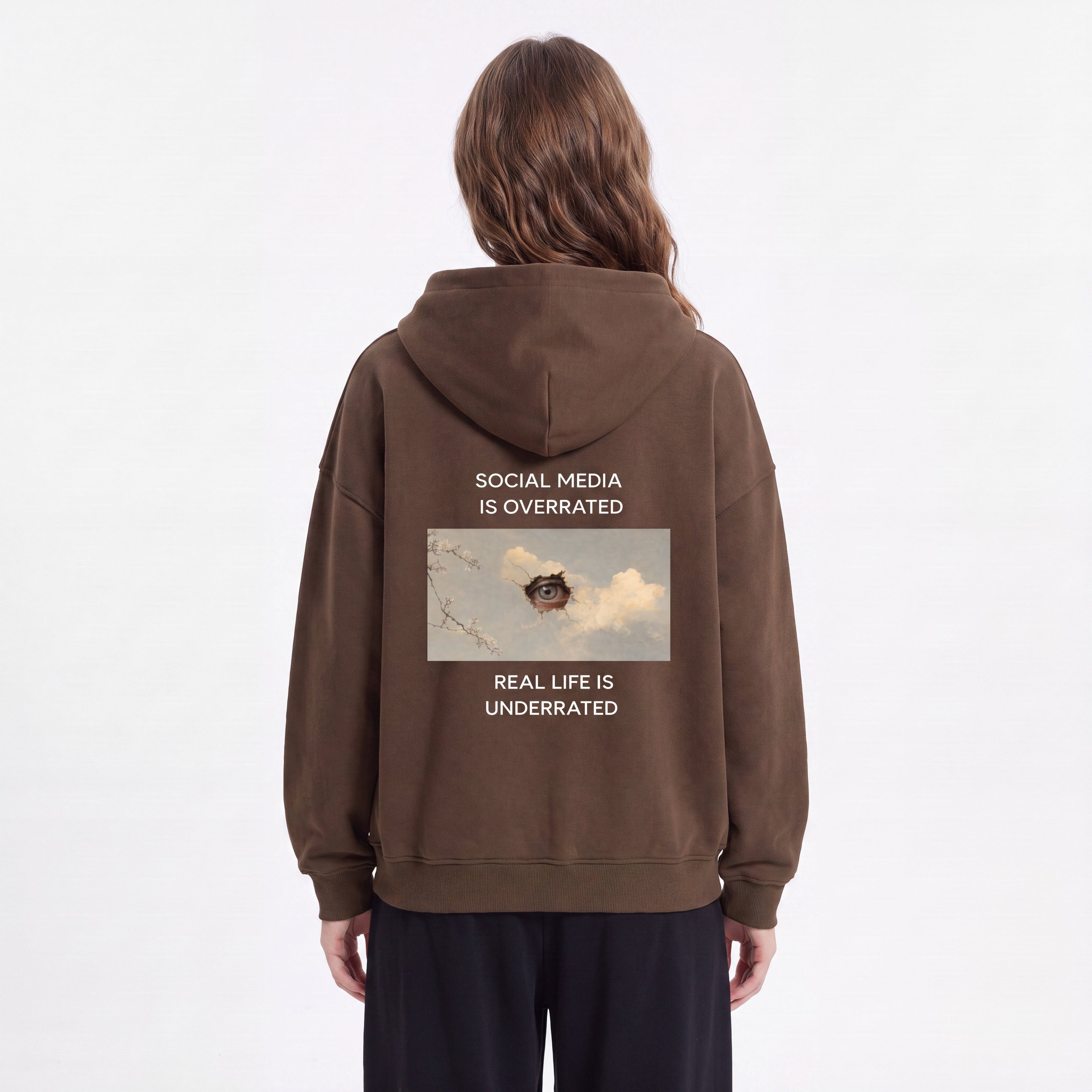Social Media Is Overrated Unisex Loose Full Zip Hoodie - BLOOMORTAL
