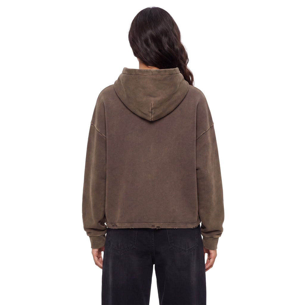 The Blooming Souls Club Vintage Washed Frayed-Hem Hoodie - BLOOMORTAL