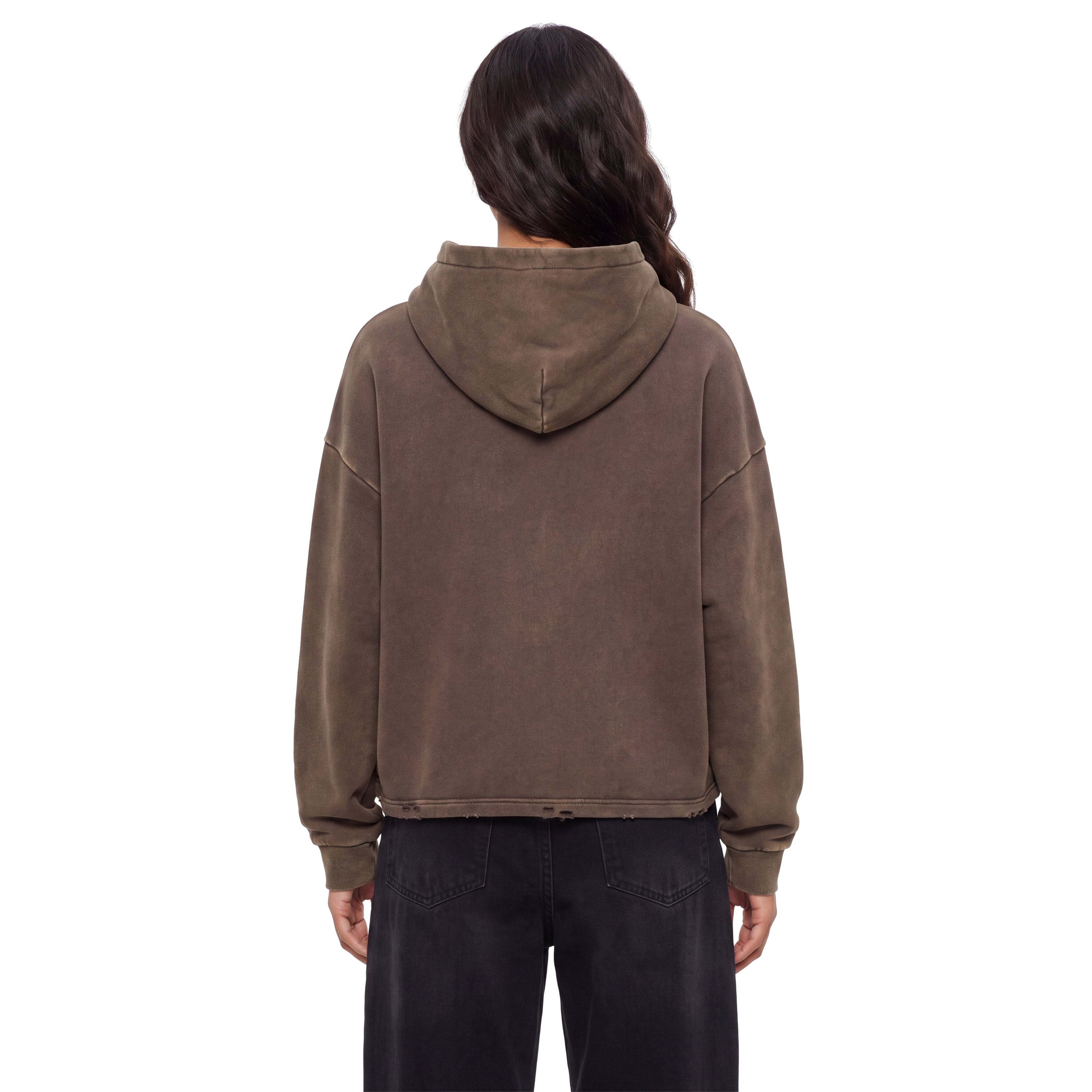 The Blooming Souls Club Vintage Washed Frayed-Hem Hoodie - BLOOMORTAL