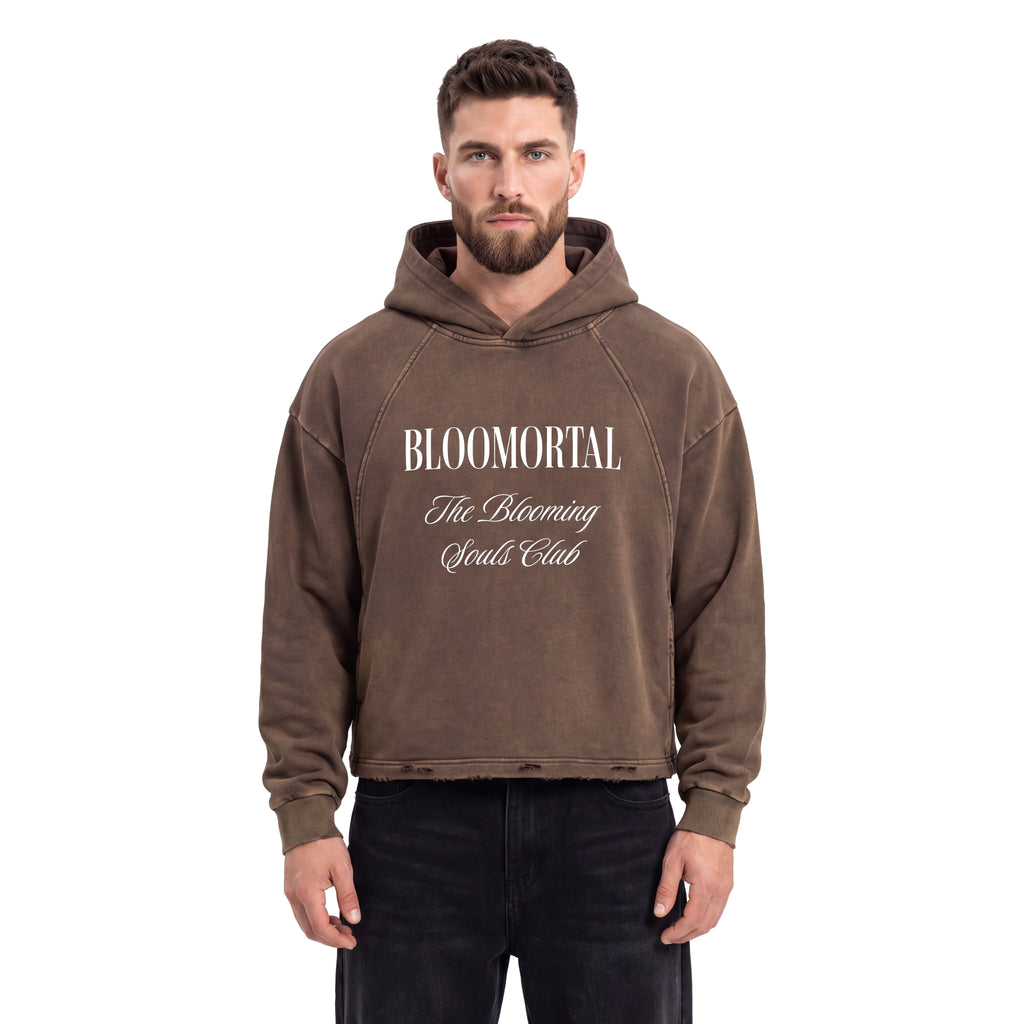 The Blooming Souls Club Vintage Washed Frayed-Hem Hoodie - BLOOMORTAL