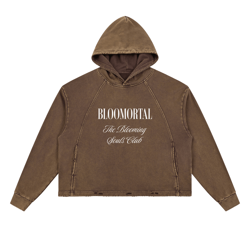 The Blooming Souls Club Vintage Washed Frayed-Hem Hoodie - BLOOMORTAL