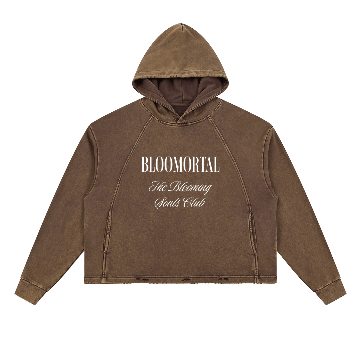 The Blooming Souls Club Vintage Washed Frayed-Hem Hoodie - BLOOMORTAL