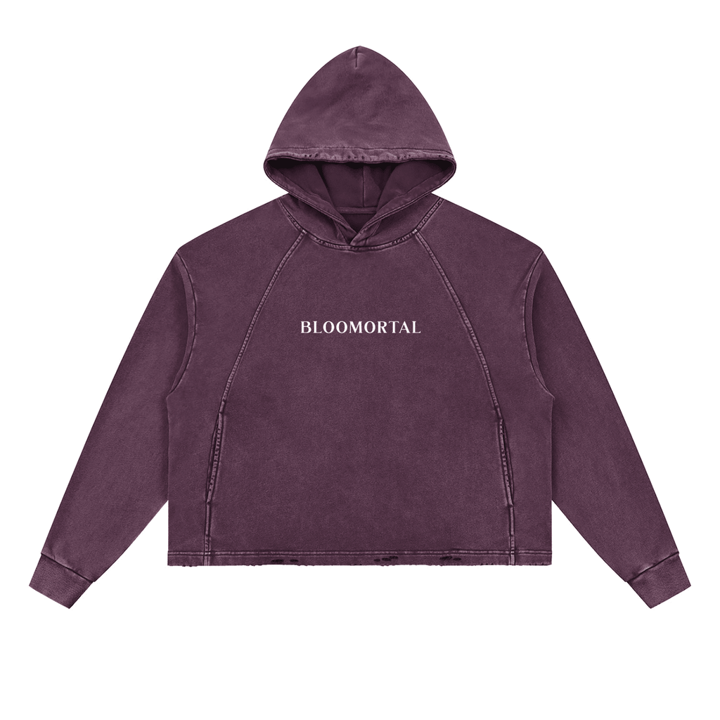 The Risk Takers Club Vintage Washed Frayed Hem Hoodie - BLOOMORTAL