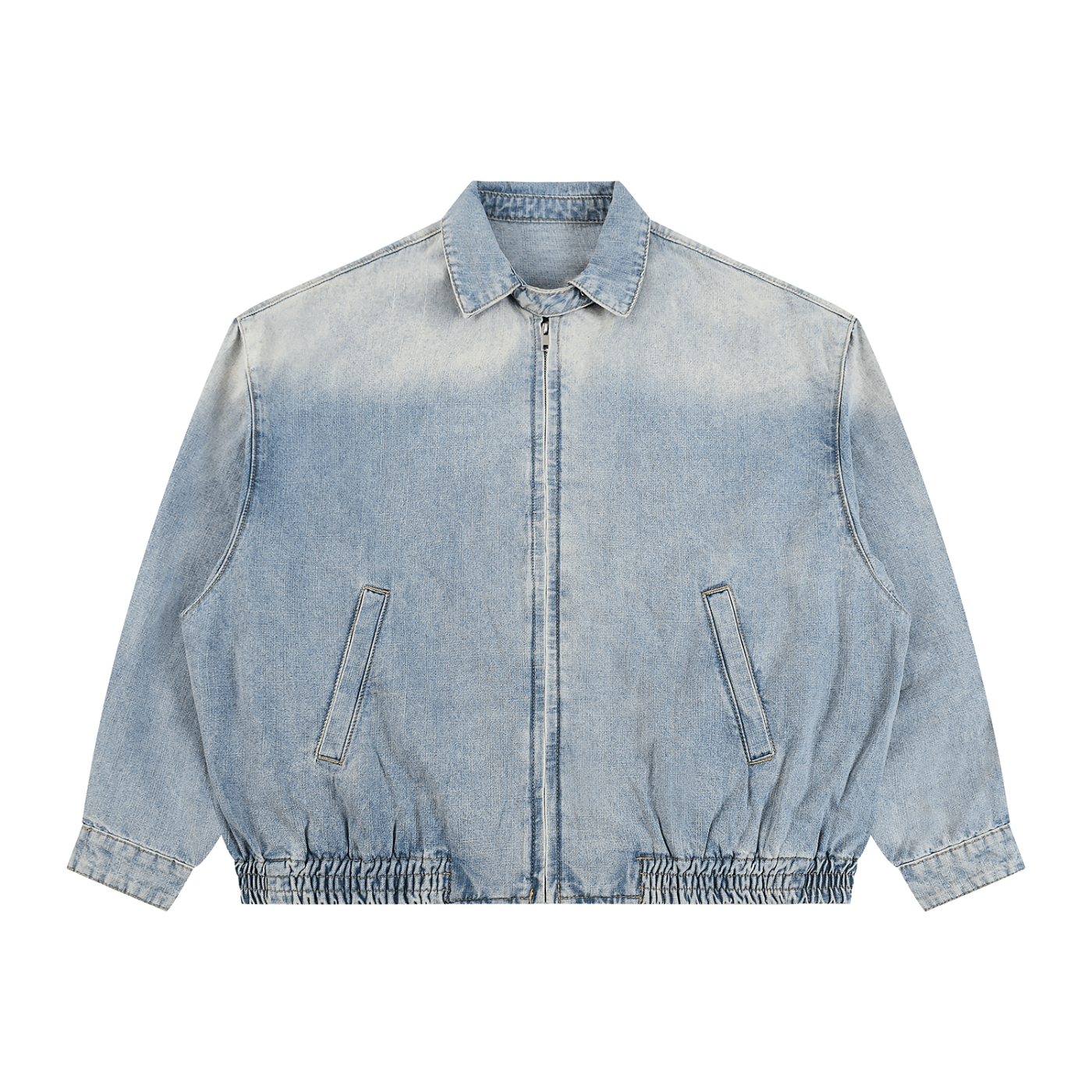 Vintage Wash Full-Zip Denim Jacket - BLOOMORTAL