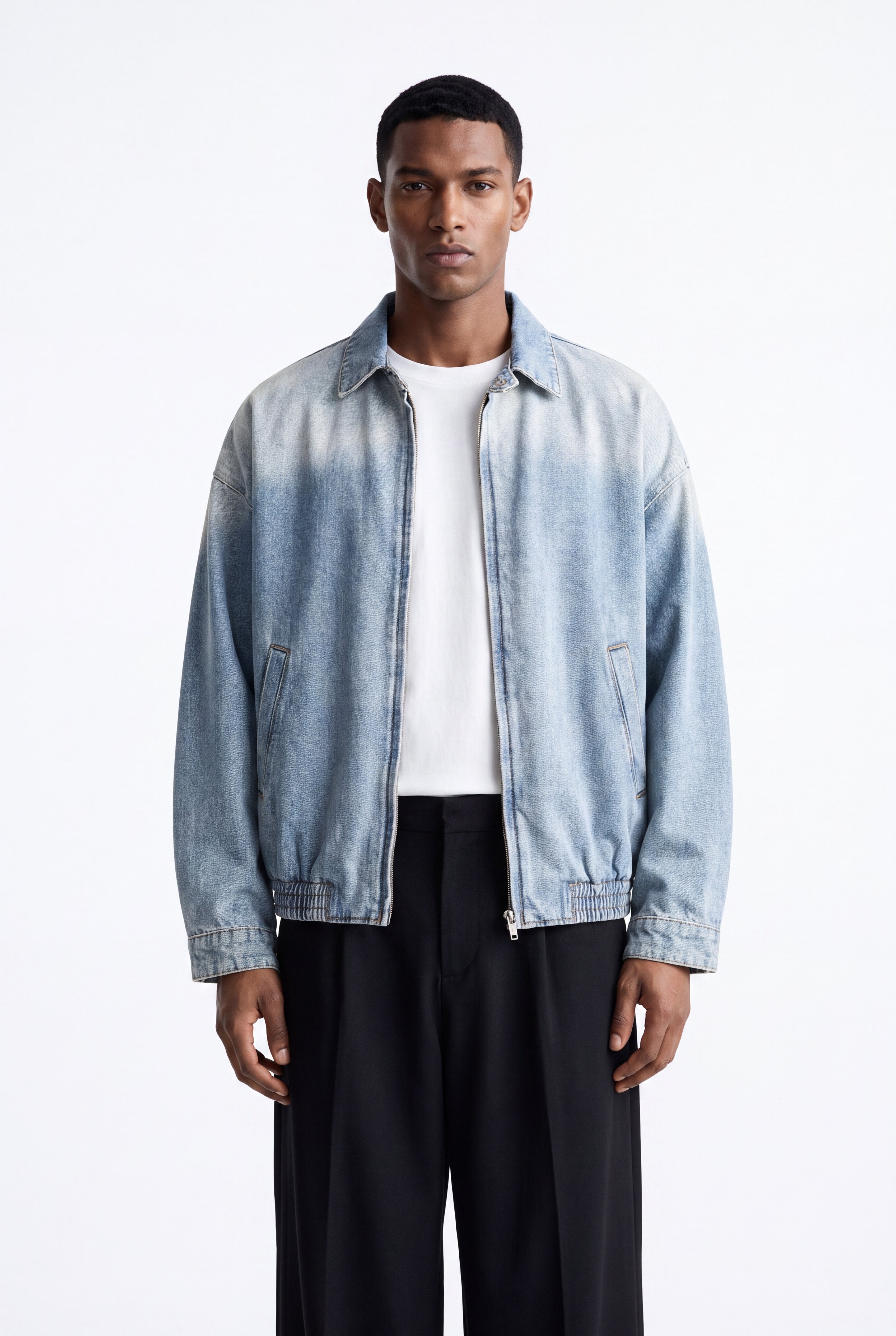 Vintage Wash Full-Zip Denim Jacket - BLOOMORTAL