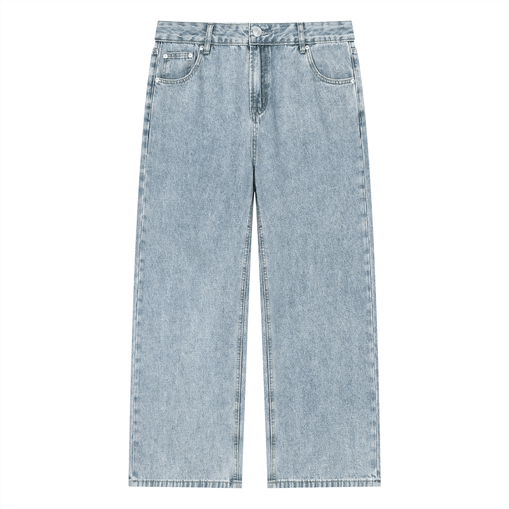 Vintage Wash Straight Leg Jeans - BLOOMORTAL