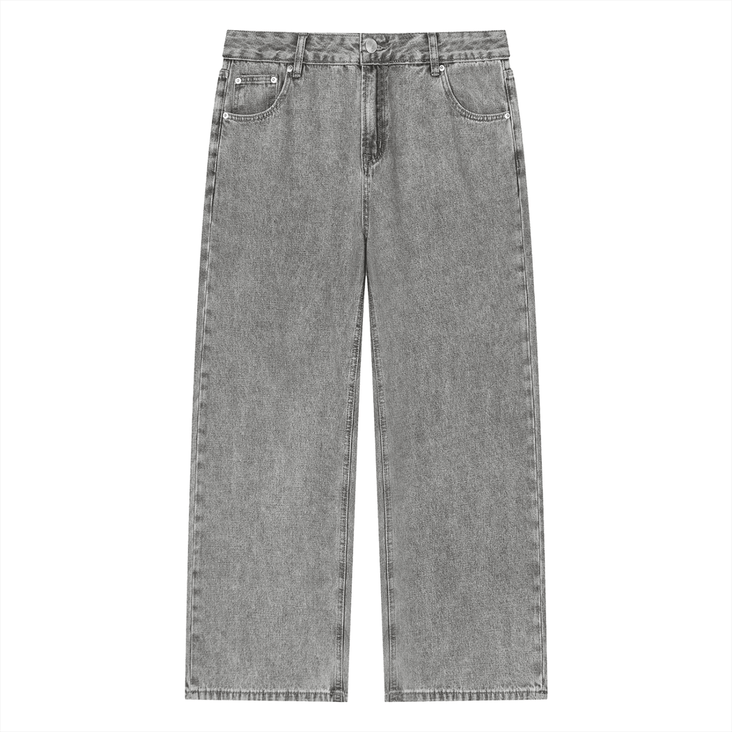 Vintage Wash Straight Leg Jeans - BLOOMORTAL