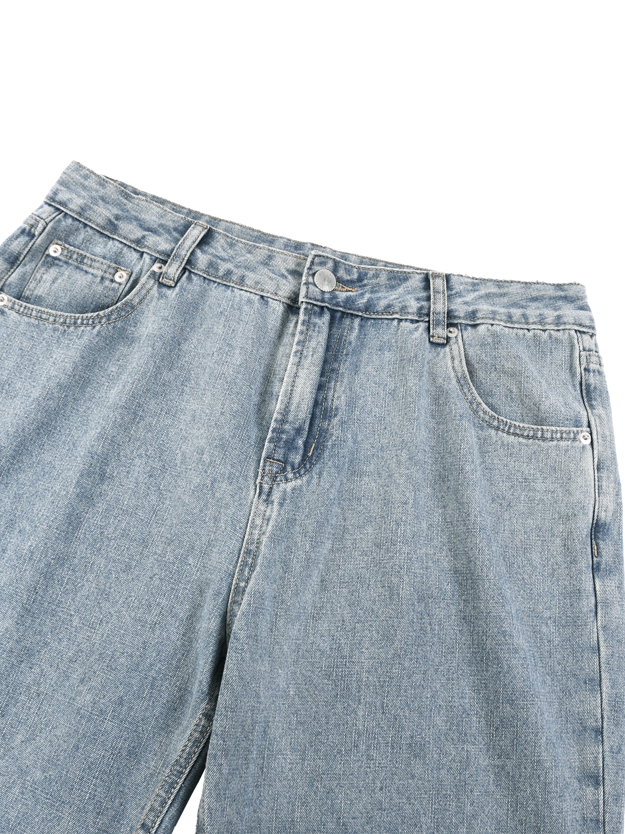 Vintage Wash Straight Leg Jeans - BLOOMORTAL