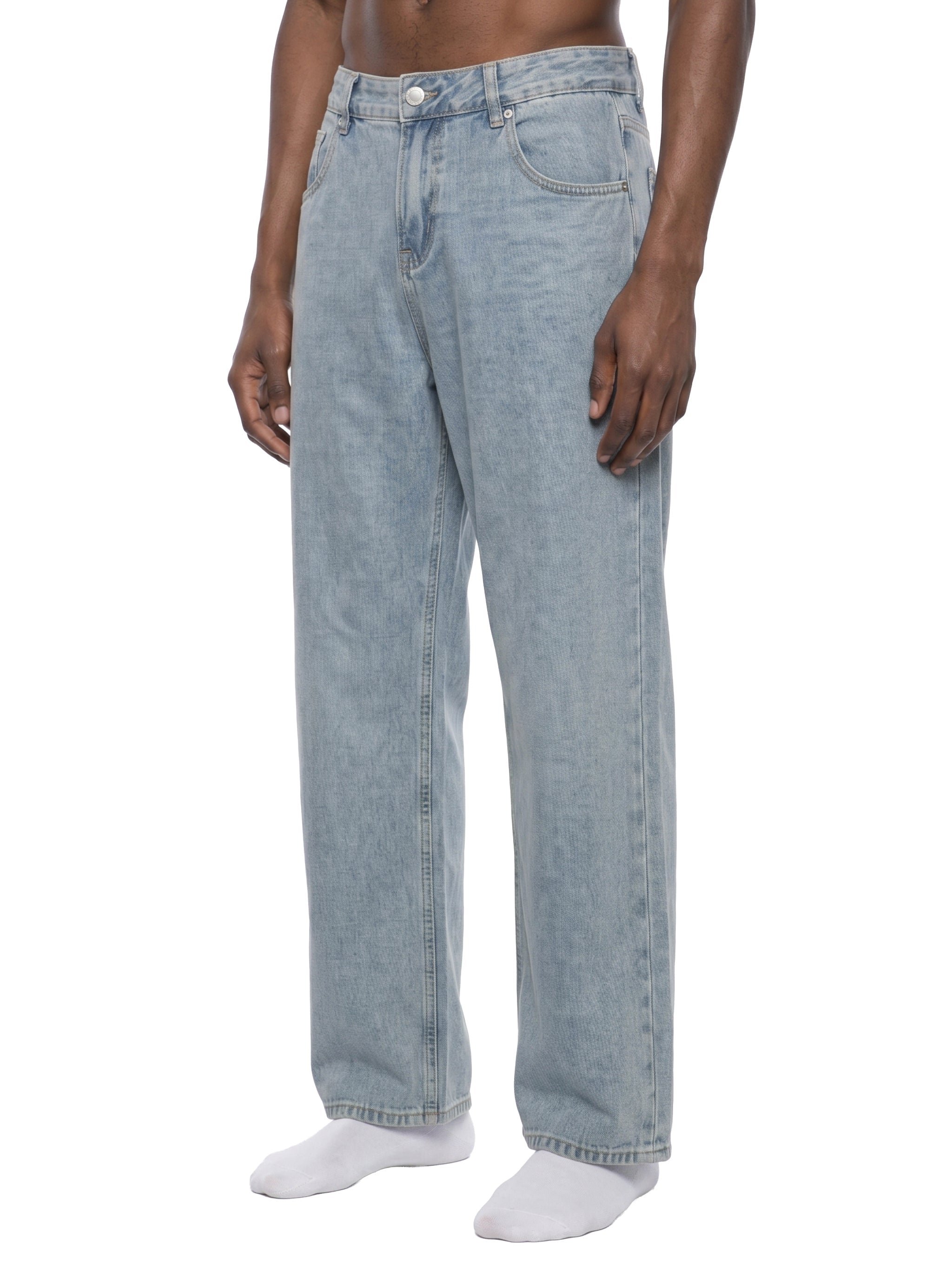 Vintage Wash Straight Leg Jeans - BLOOMORTAL