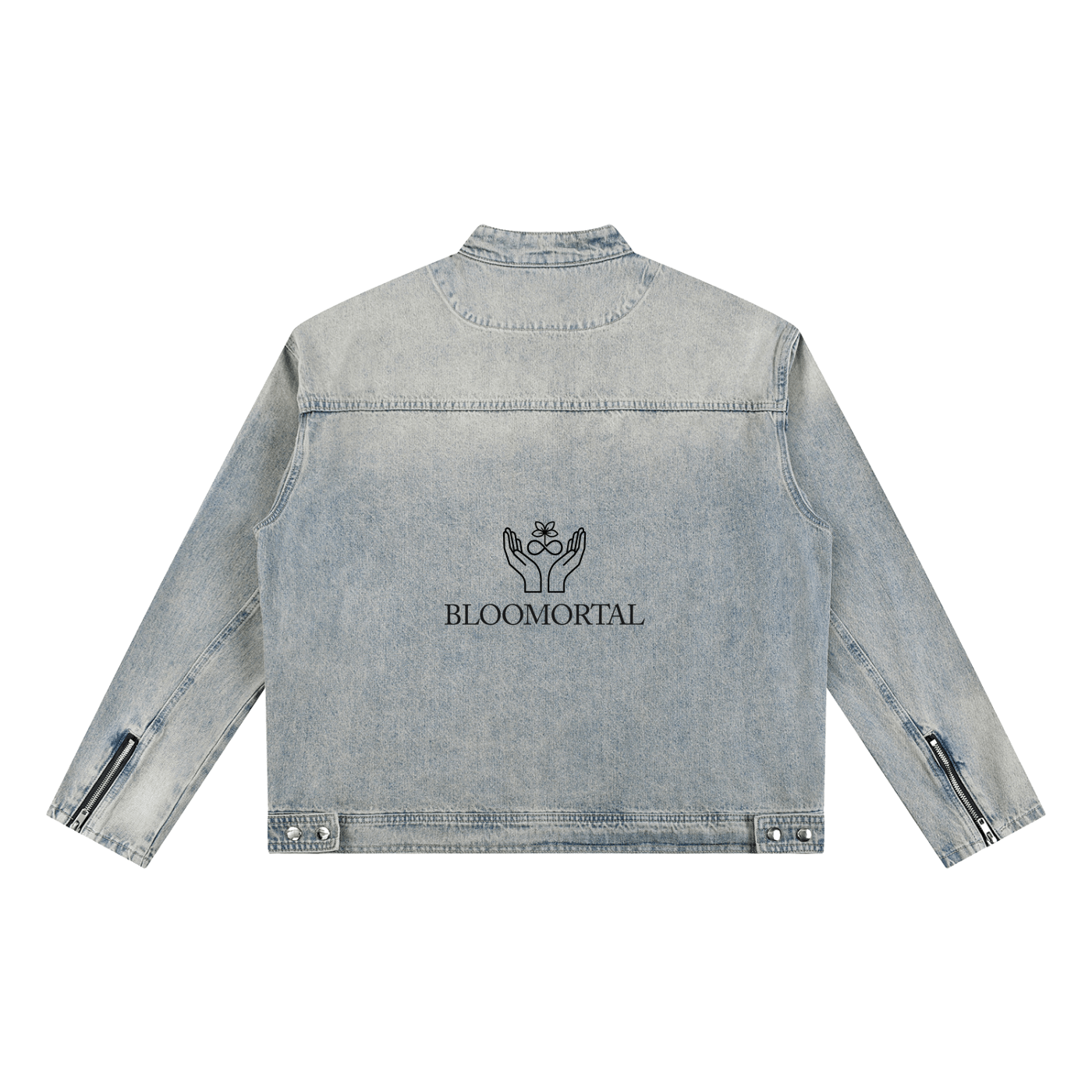 Vintage Wash Zip Denim Jacket - BLOOMORTAL