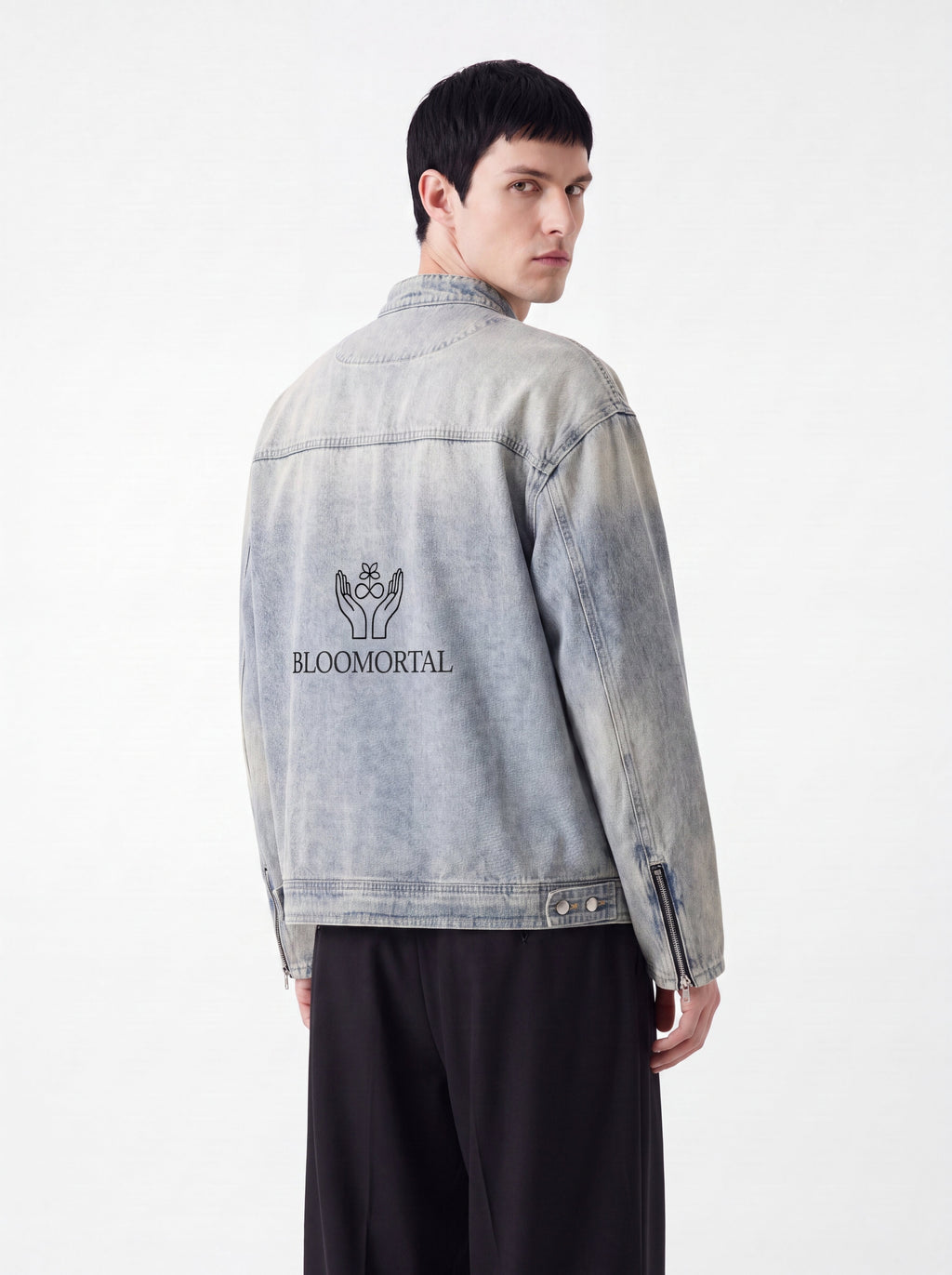 Vintage Wash Zip Denim Jacket - BLOOMORTAL