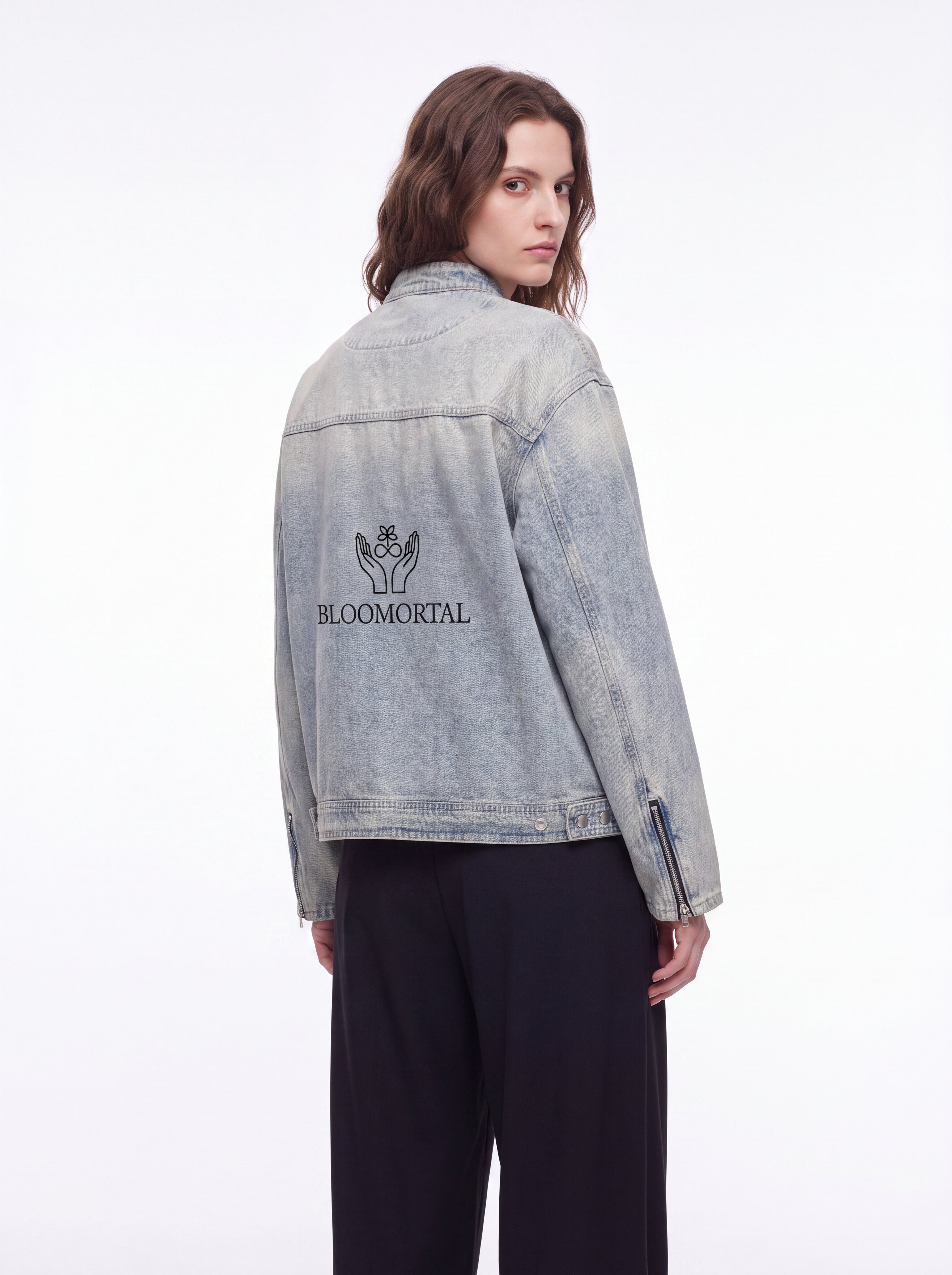Vintage Wash Zip Denim Jacket - BLOOMORTAL