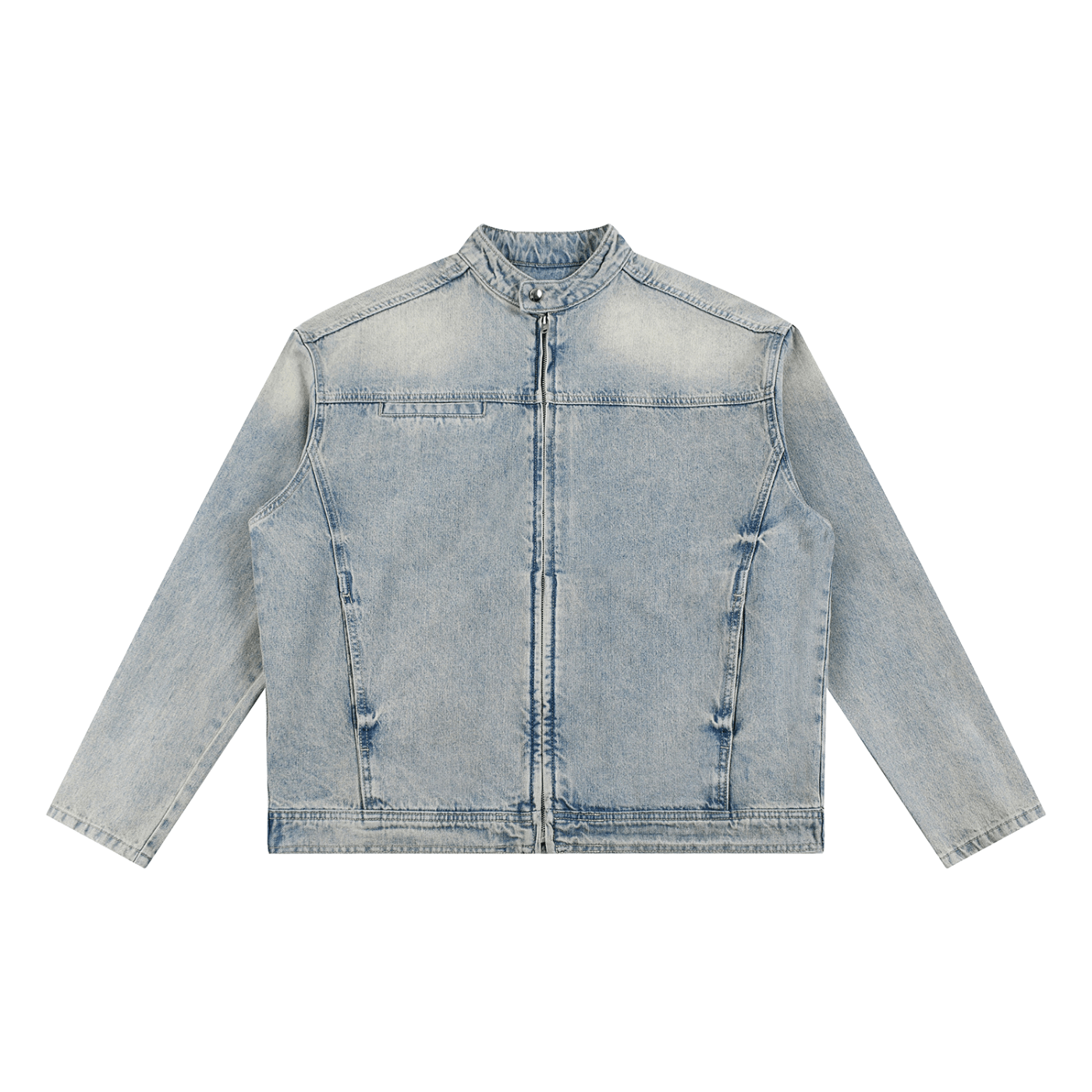Vintage Wash Zip Denim Jacket - BLOOMORTAL