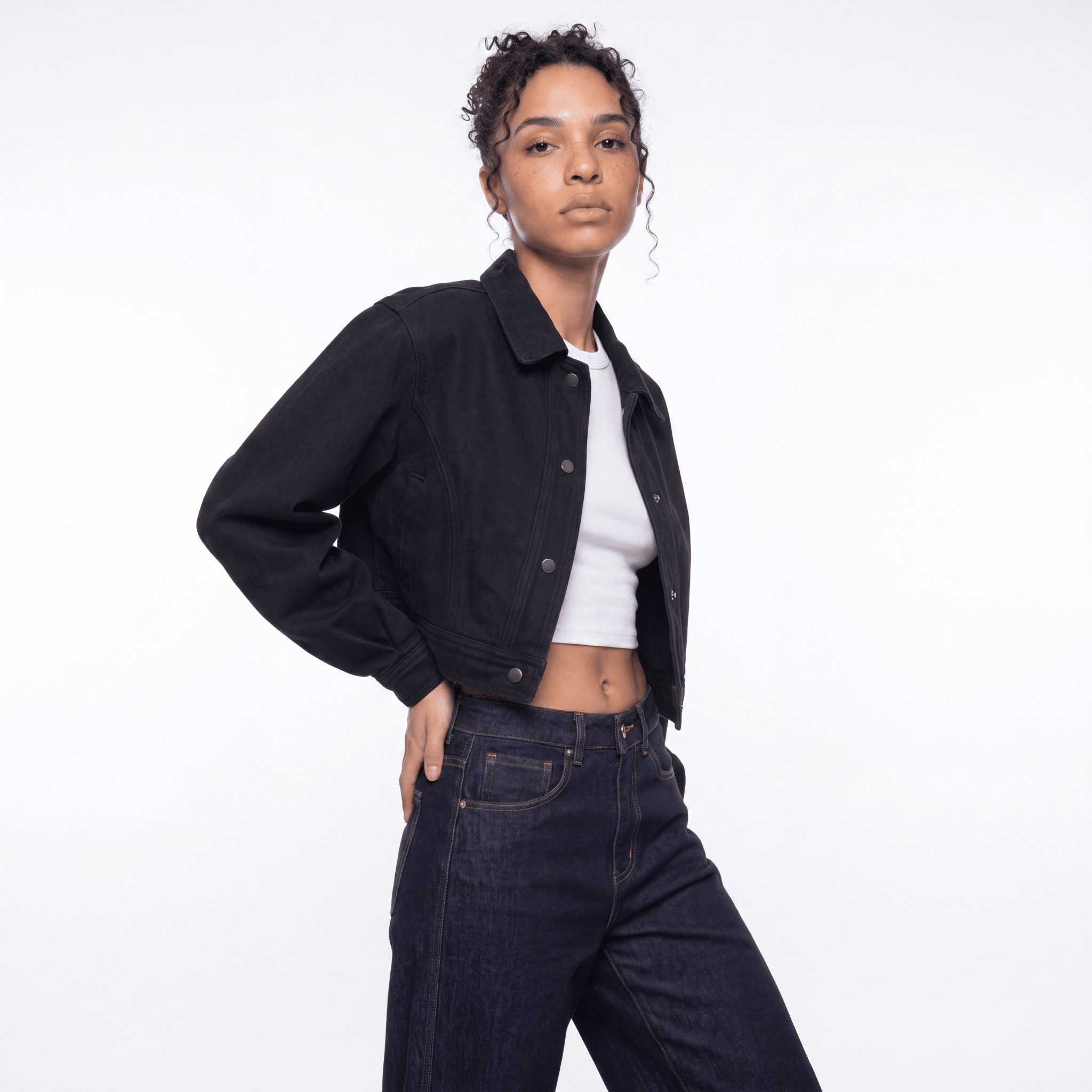 Women’s Crop Denim Jacket - BLOOMORTAL