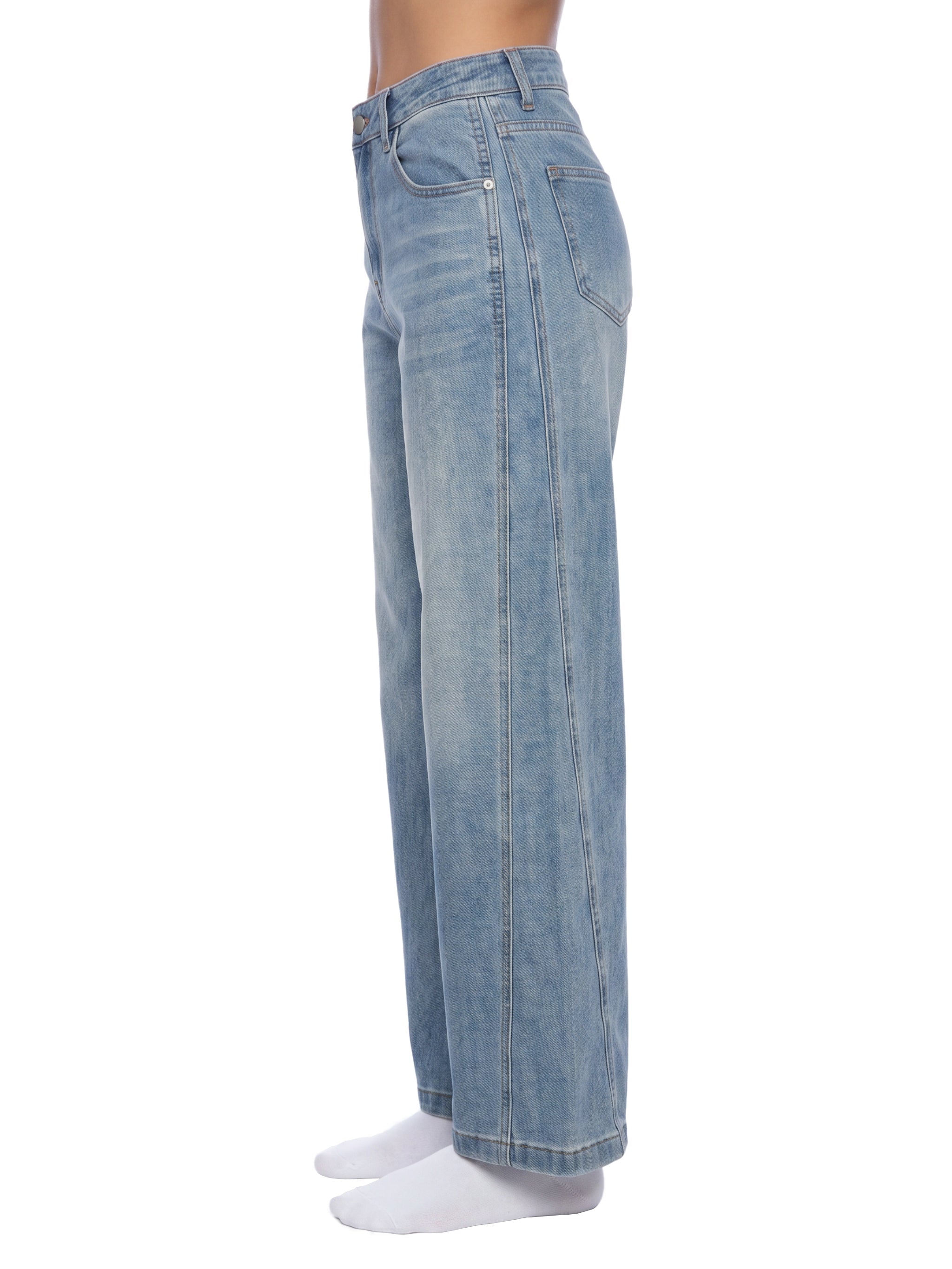 Women’s Vintage Wash High Rise Wide Leg Jeans - BLOOMORTAL