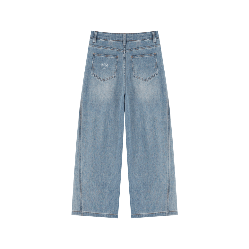 Women’s Vintage Wash High Rise Wide Leg Jeans - BLOOMORTAL