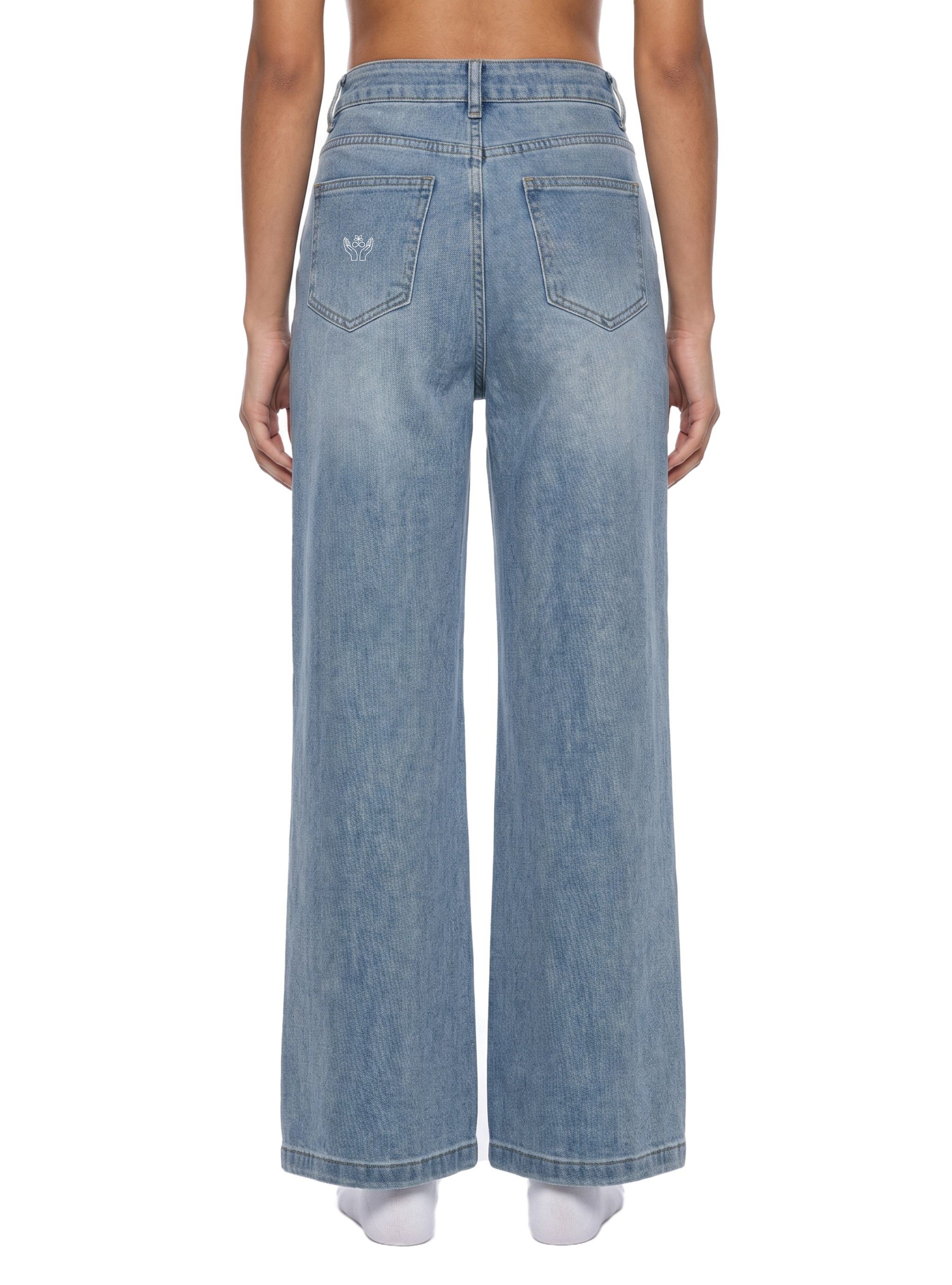 Women’s Vintage Wash High Rise Wide Leg Jeans - BLOOMORTAL