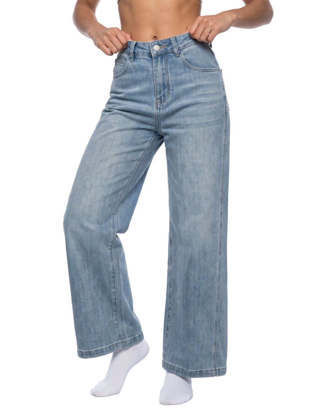 Women’s Vintage Wash High Rise Wide Leg Jeans - BLOOMORTAL