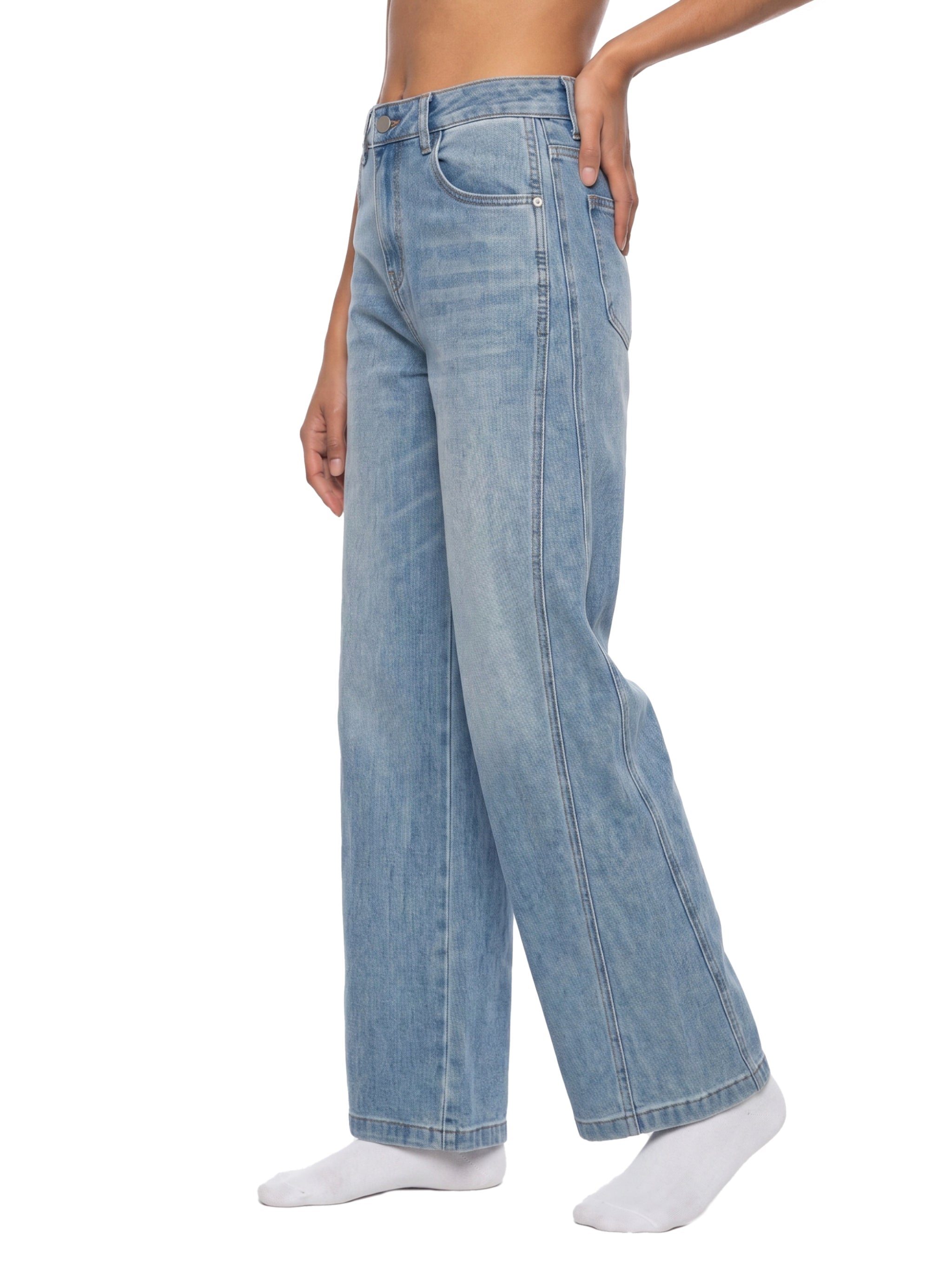 Women’s Vintage Wash High Rise Wide Leg Jeans - BLOOMORTAL